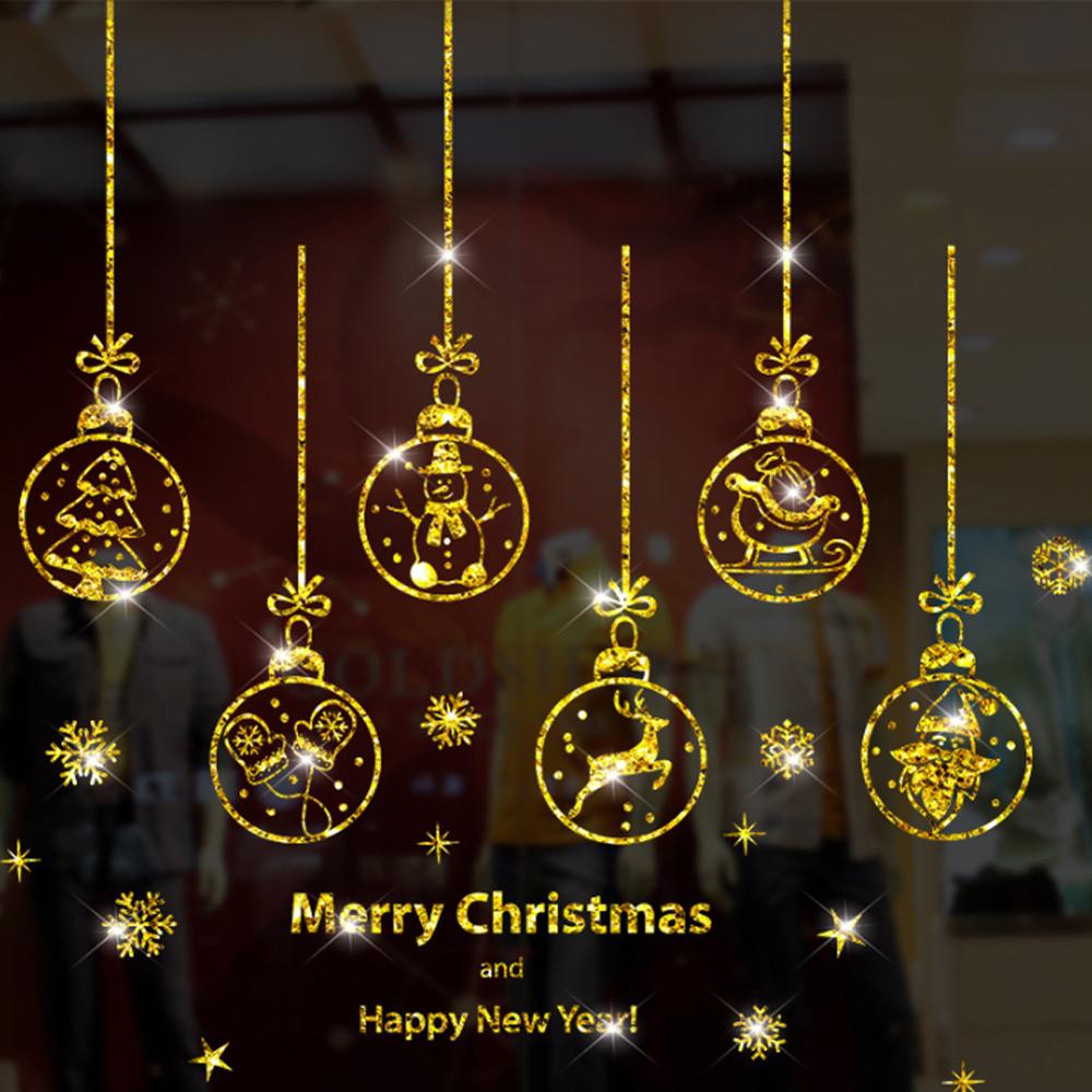 Merry Christmas Wall Stickers Reindeer Window Glass Wall Decals Sticker Home Decoration Murals