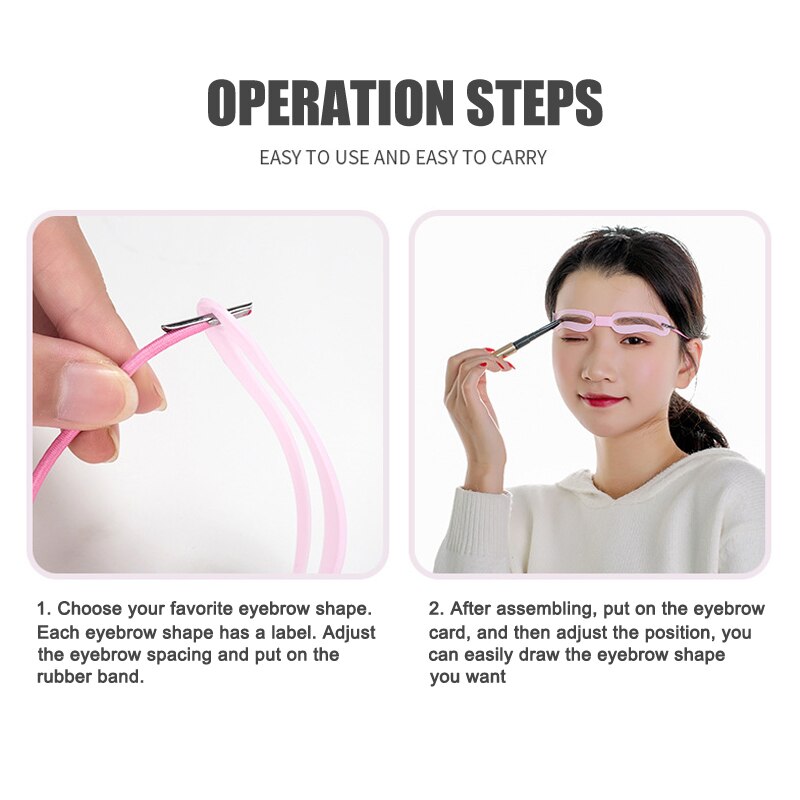 High Qu Eyebrow Stencil 4PCS Eyebrow Shaper Kit Reusable Eyebrow Template with Strap 3 Minutes Makeup Tools for Eyebrows