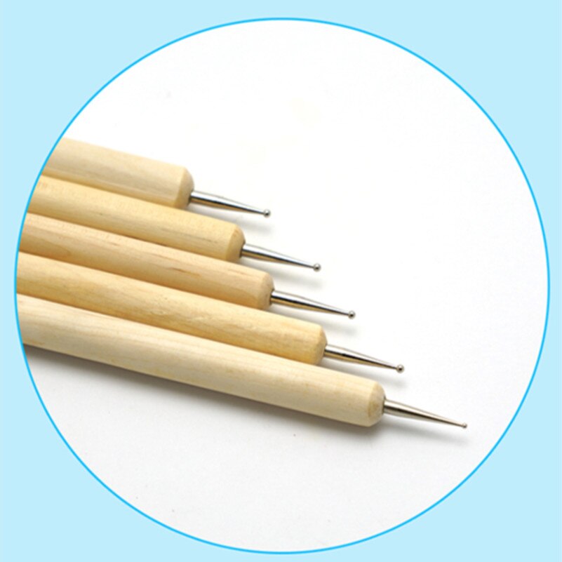 Tanduzi 5 pièces stylet à bille pâte polymère poterie céramique sculpture outils de modélisation manche en bois outils en argile pointe d'ongle stylos de forage