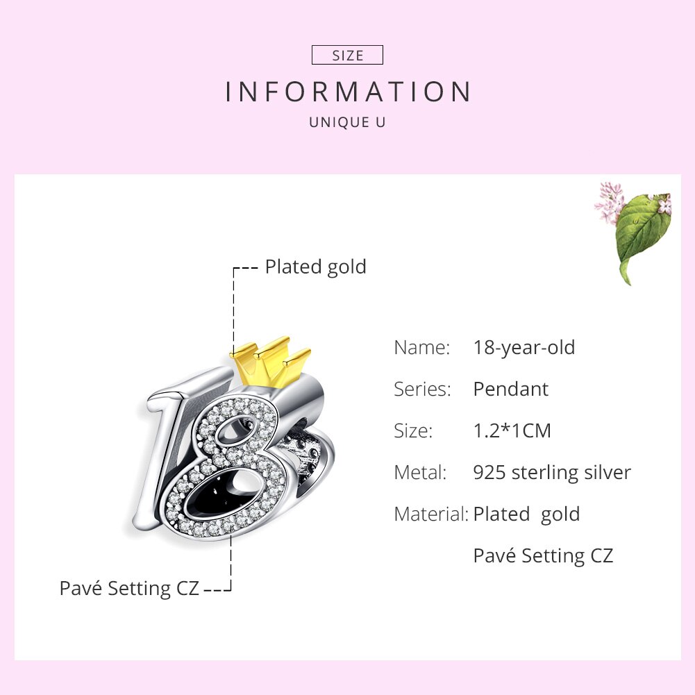 WOSTU 925 srebro 18 lat urodziny paciorek uroki dopasowanie oryginalna bransoletka naszyjnik ceremonia dla dorosłych biżuteria prezent FNC131