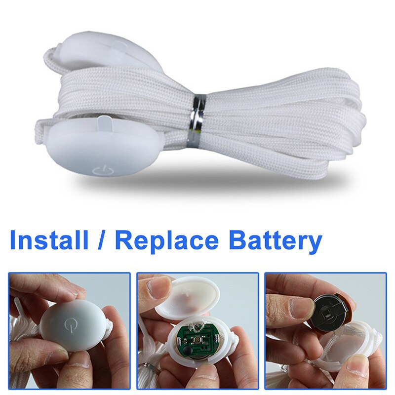1 Paar Lui Geen Stropdas Led Sport Veters Lichtgevende Schoenveters Glow Schoen Strings Ronde Flash Licht Schoenveters Batterijen Niet inbegrepen