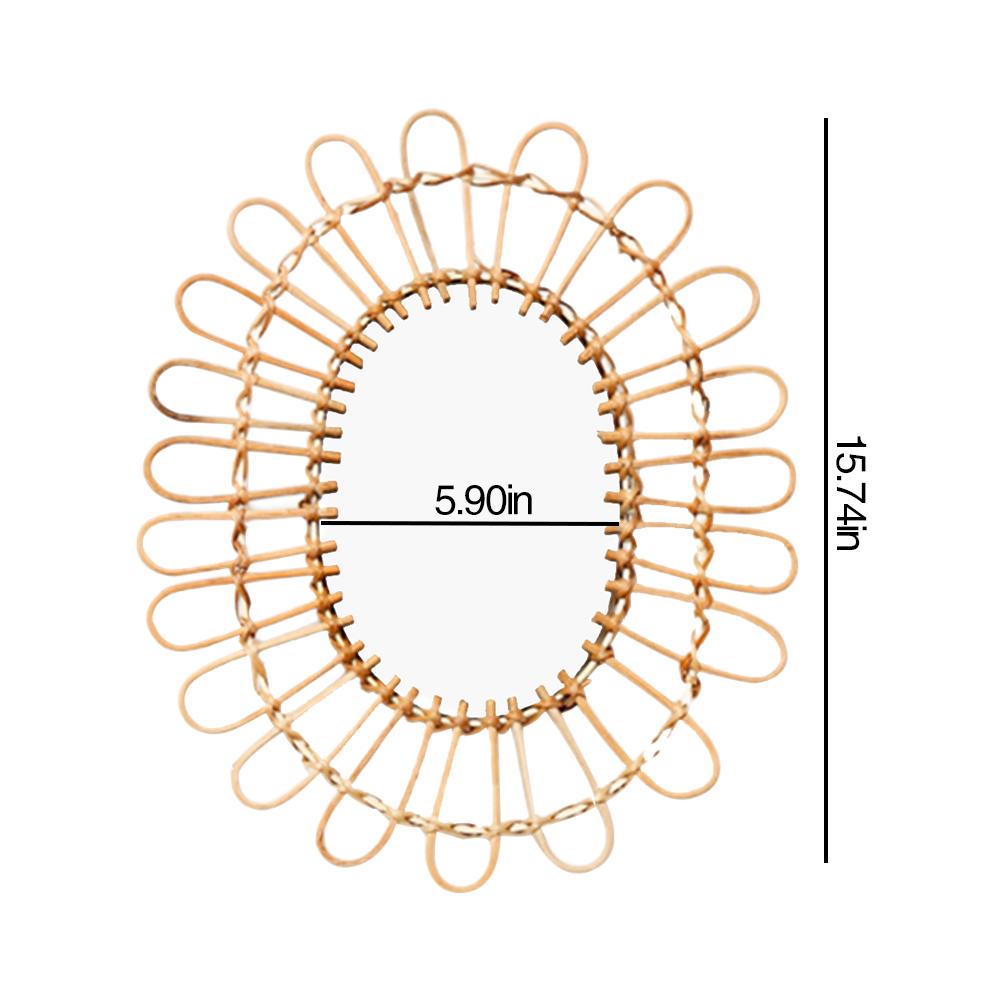 Retro Nordic Rieten Muur Opknoping Up Spiegel Rotan Dressing Spiegel Voor Woonkamer Muur Keuken Badkamer Decoratie: B