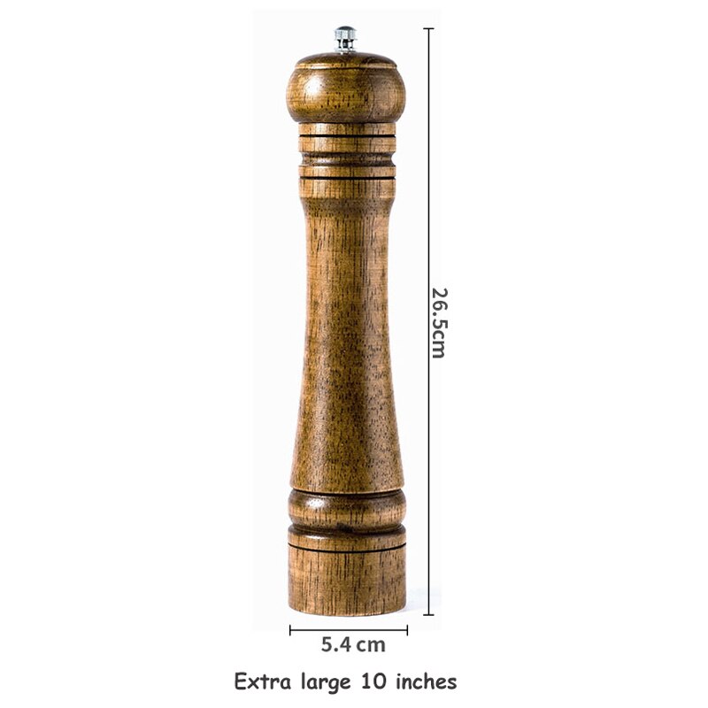 5" 8" 10" Salt and Pepper Grinder, Solid Wood Spice Pepper Mill with Strong Adjustable Ceramic Grinder Kitchen Cooking Tools: 10 inch