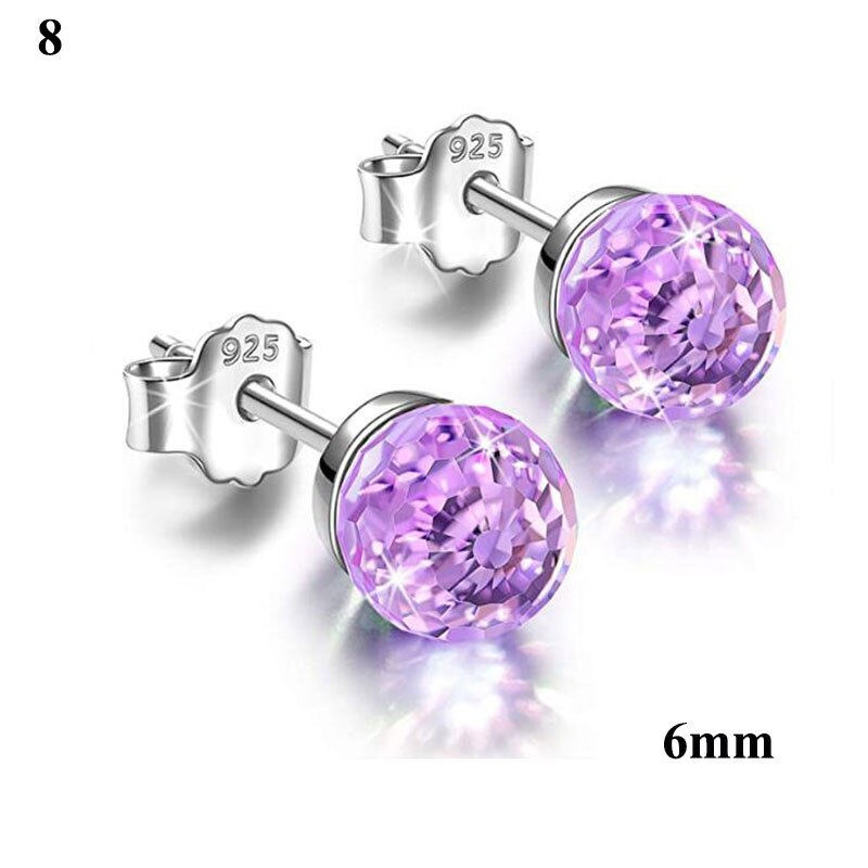 6/8mm kleurrijke oorbellen met strass-steentjes, veelkleurige bolvormige oorknopjes, kristallen oorbellen, kristallen oorbelaccessoires voor dames: 8