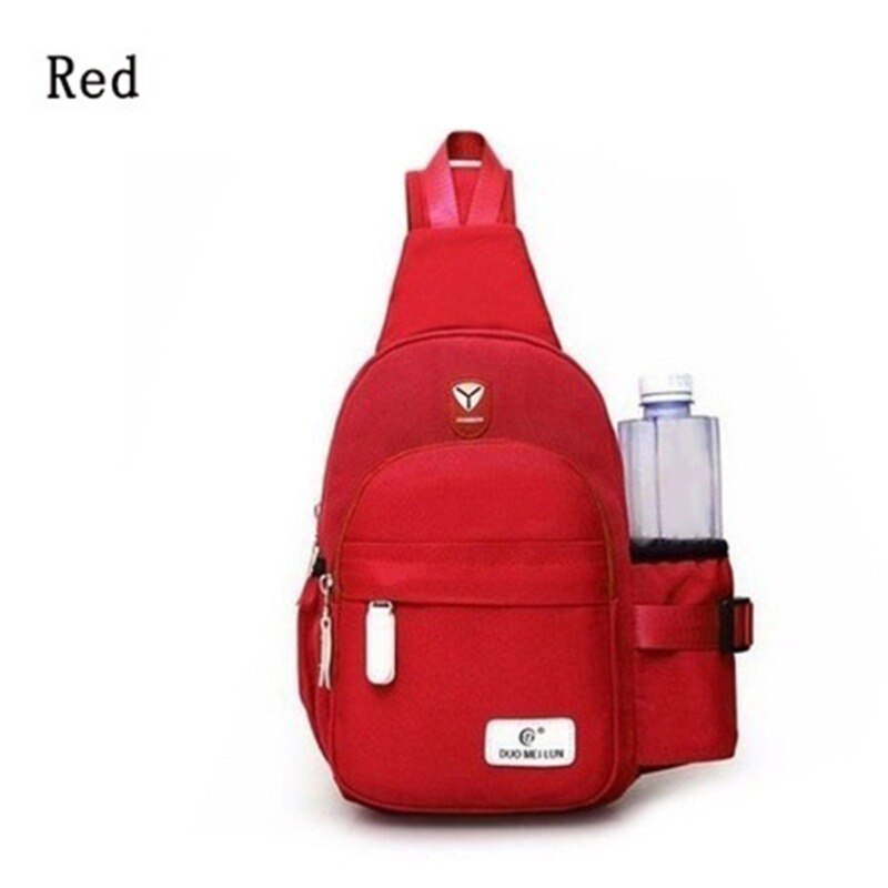 School Summer Short Trip Messengers Bag women Shoulder Bags Oxford Crossbody Bags Multi-pocket Sling Chest Bag: Red