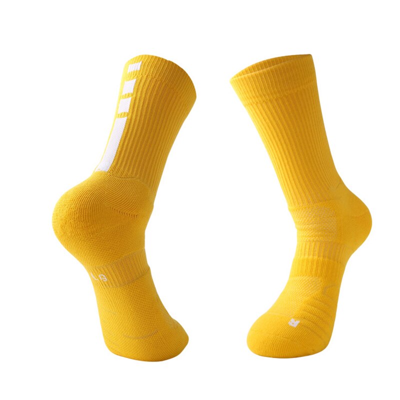Voksne mænds basketballsokker tyk bund slidstærke sportssokker til jogging løbende atletiske sokker: Gul