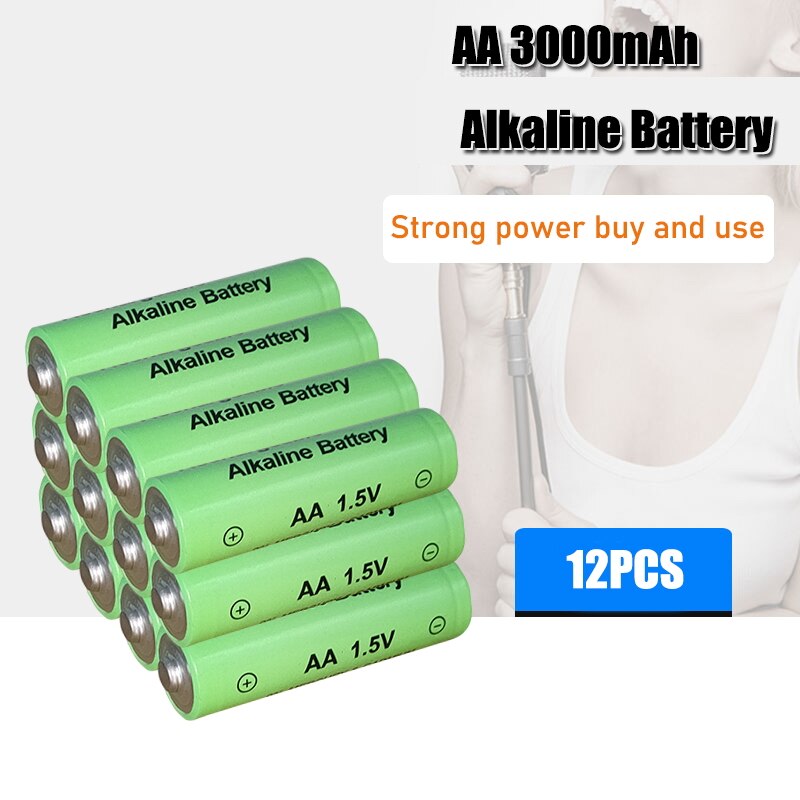 1.5v AA rechargeable battery 3000mah Alkaline Rechargeable batery for led light toy mp3: 12PCS