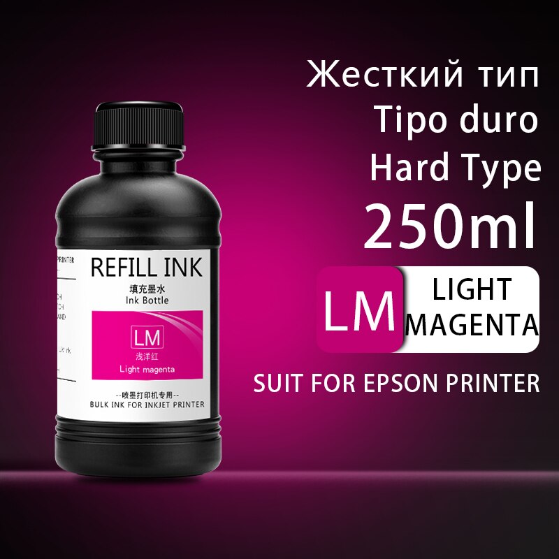 250ml/Bottle UV Ink Bottle For Epson L800 L805 L1800 R290 R300 1390 1400 1410 1430 1500W R3000 DX5 DX7 Universal UV Printer Ink: 1PC-LM-Hard