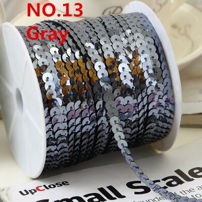 100 Yards 6mm Platte Ronde Pailletten Lint Naaien onTrim, Spangle Pailetten Strings in Roll Voor Ambachten, Vrouwen Doek Accessoires: Gray