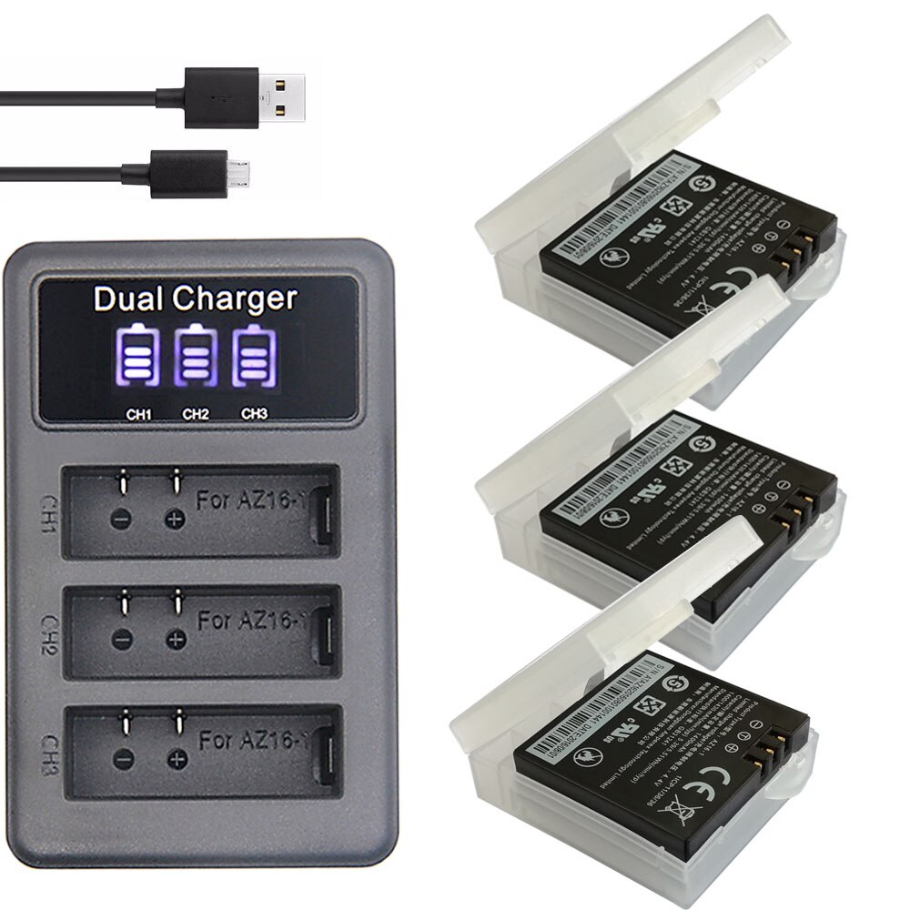 1400mAh Batterij Voor Originele Xiaomi Yi 2 yi 4k Batterijen + LED 3in1 Oplader voor Xiaoyi Yi Lite actie Camera: 3battery andcharger