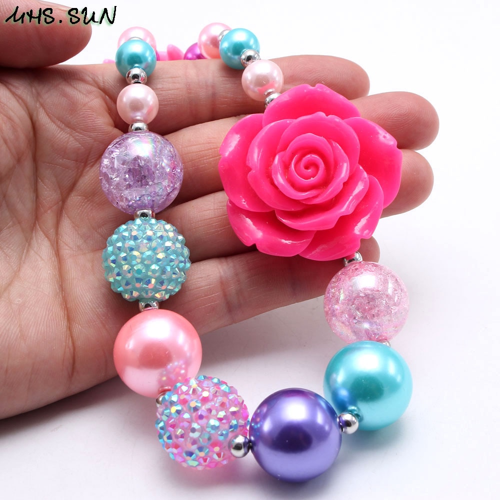 MHS.SUN-collar con cuentas de flores para niños, Gargantilla gruesa de colores, para , 1 unidad