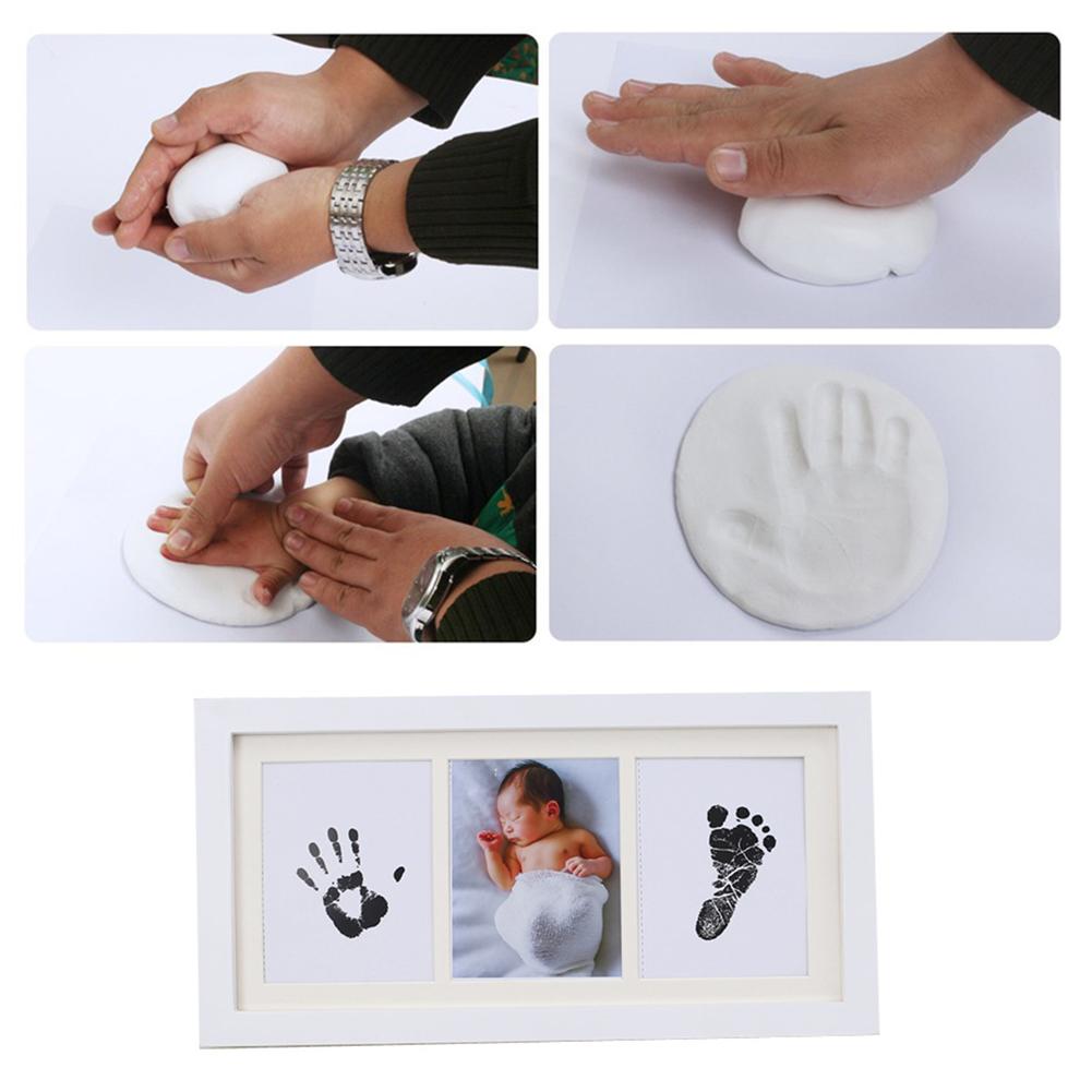 Baby Handafdruk Voetafdruk Stempelkussen Opslag Memento Inkt Pasgeboren Fotolijst Kits Baby Souvenir Lade Inktloze Handafdruk Casting