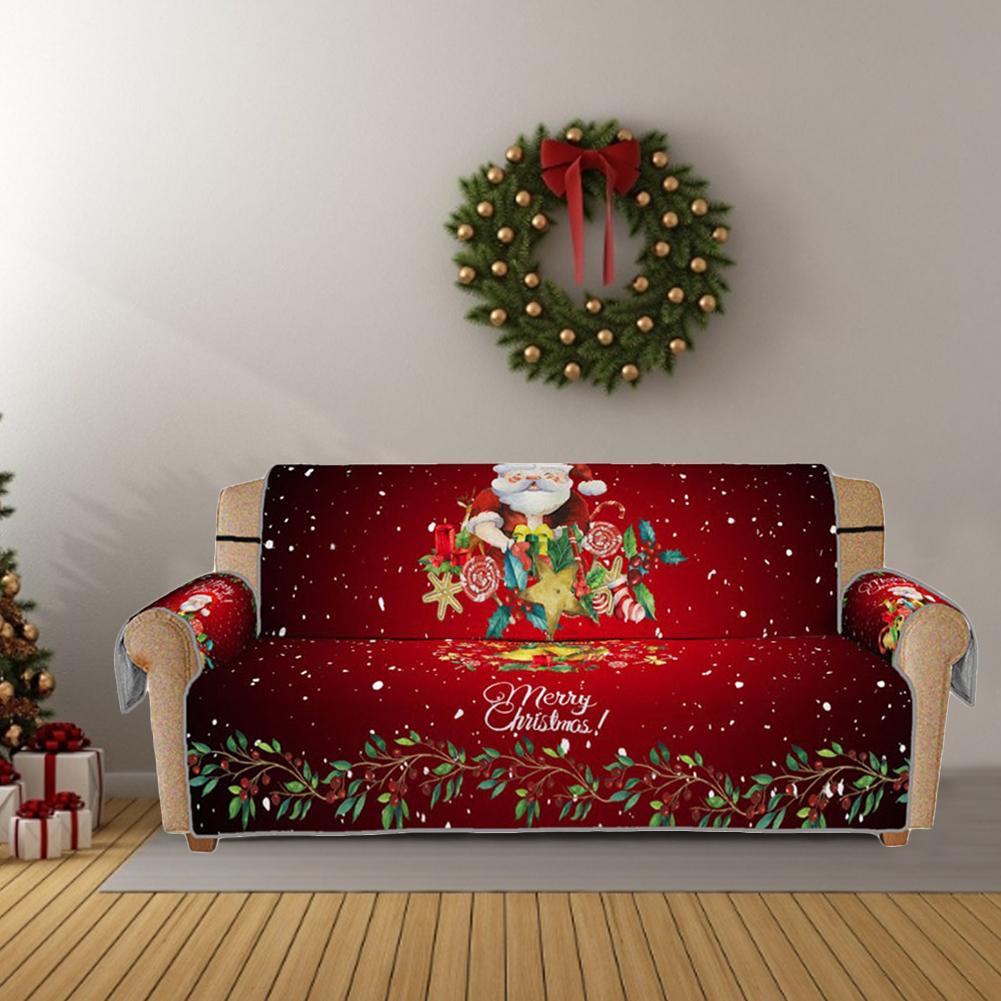 Jul 3d digital trykt sofa støvtæt betræk sofa beskyttende betræk maskine vaskbar sofa betræk juledekoration