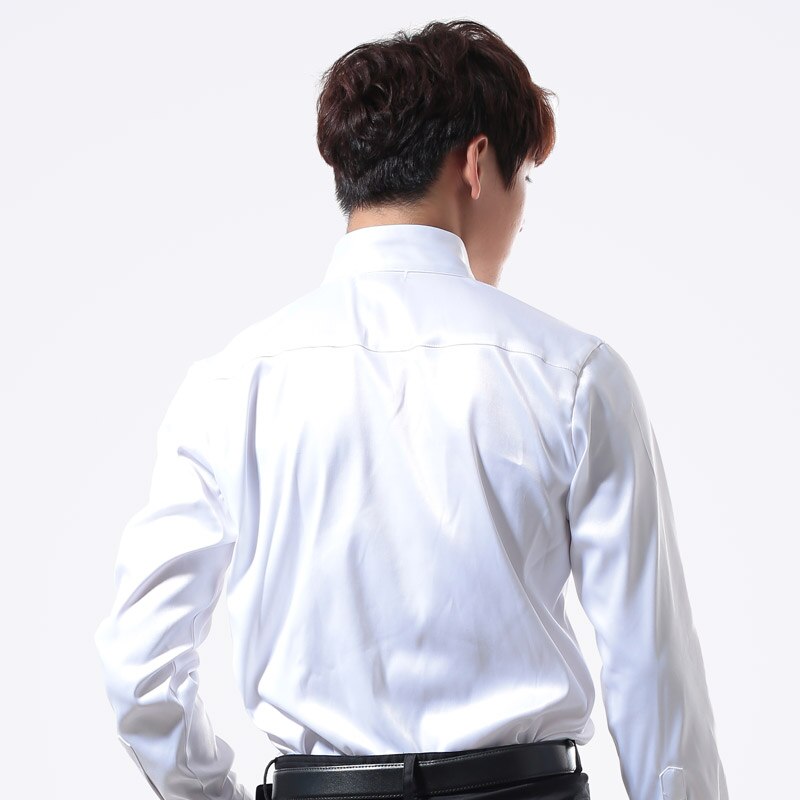 Tops de manga larga con lentejuelas para hombre, para discoteca, Bar, Jazz, baile latino, camisa blanca para hombre, trajes de escenario para cantantes DNV10069