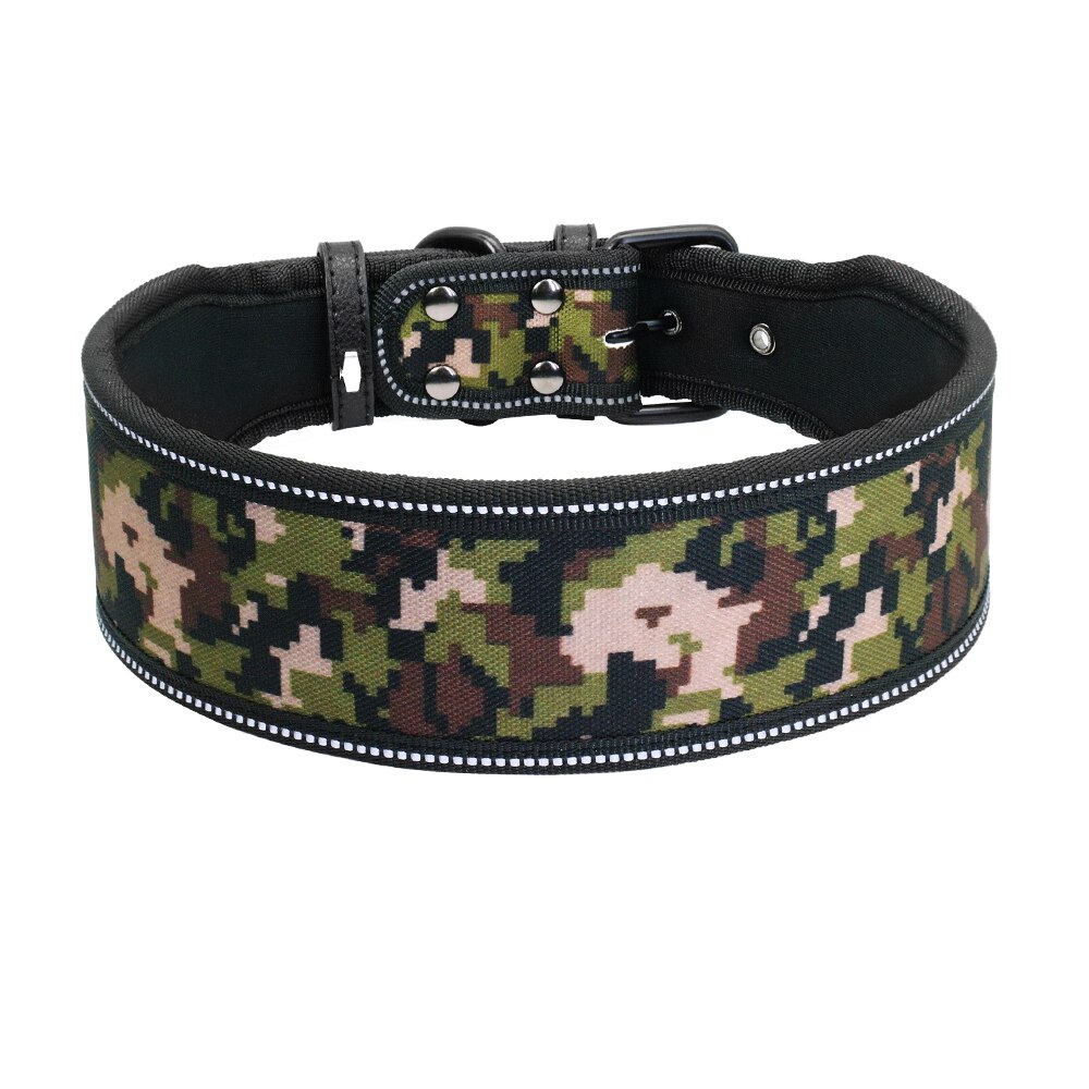 Nylon Halsband Reflecterende Huisdier Honden Halsbanden Ademend Gewatteerde Gestreepte Pitbull Duitse Herder Medium Grote Honden Kraag SML: 3 / S