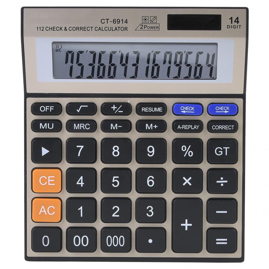 Office Home Rechner 14-Digit Großen Bildschirm Rechner Batterie Solar Dual Power Büro Desktop Finanz Batterie Rechner