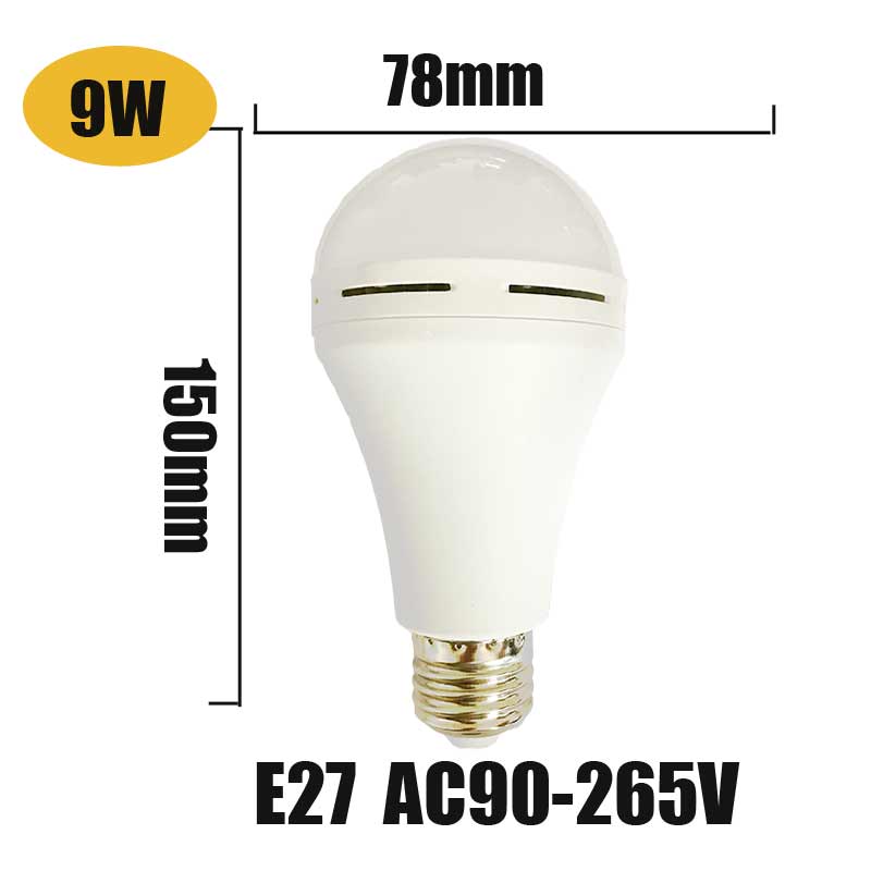 E27 LED Smart Bulb 9W 7W Led Emergency Light 85-265v Rechargeable Battery Lighting Lamp for home indoor Bombillas cold white: Emergency light 9w