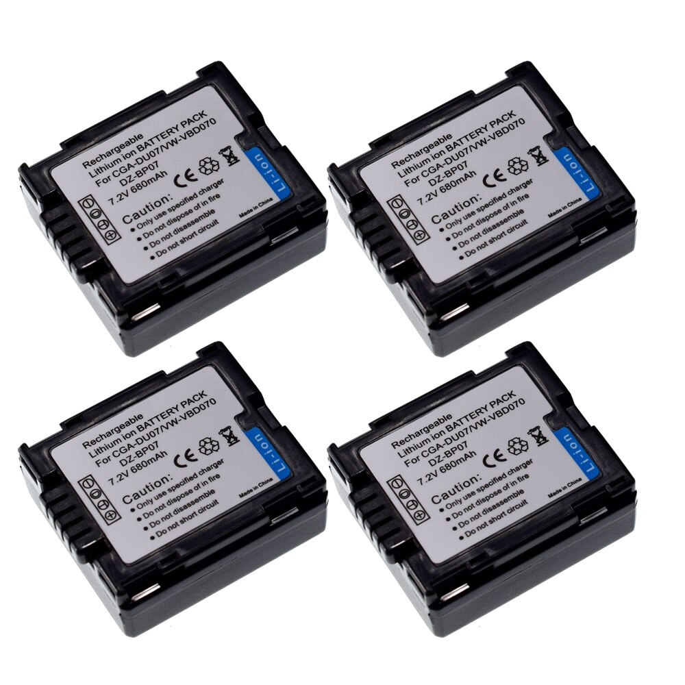 2X CGA-DU07 Battery for HITACHI DZ-MV3000 GX3100E MV4000E MV3000E BP07PW MV5000E BD10HA BX31A BX35A BP14SW BX31E: 4 Battery