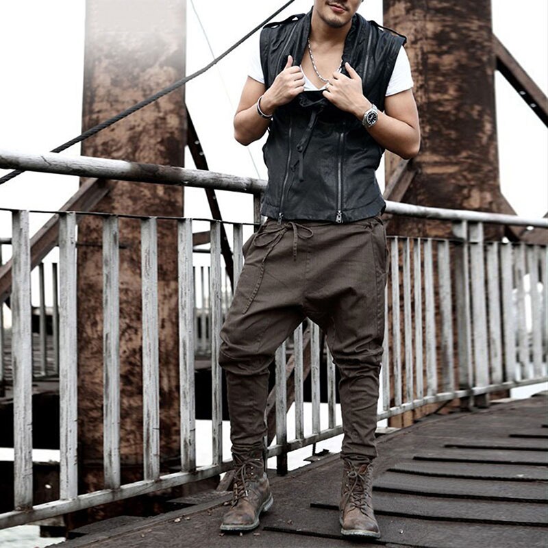 Pantalones bombachos informales para hombre, pantalón holgado, con cordón largo, para otoño y primavera