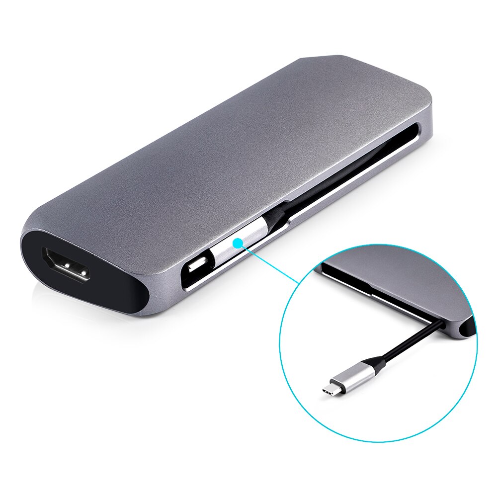 type -c 6 i 1 dokking hdmi 4k usb 3.0*2 sd/ mikro sd-leser type-c frakt  pd 60w
