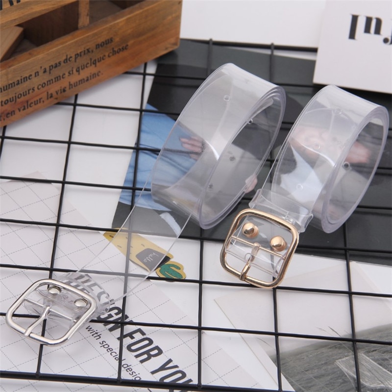 100cm / 39inch Resin Waist Belt Transparent Heart Buckle Belt Women Cute Jeans Dress Band Strap Harajuku Ladies PVC Clear Belt