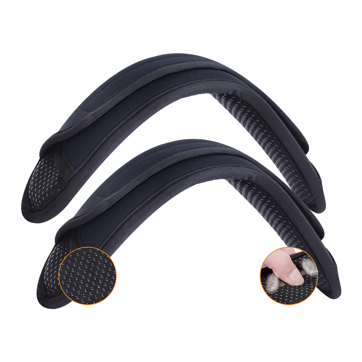 2 Pack Non-Slip Universal Shoulder Pads, Thick Backpack Strap Pads for Shoulder Bags, Guitar Straps, Computer Bags, etc., Remova: black