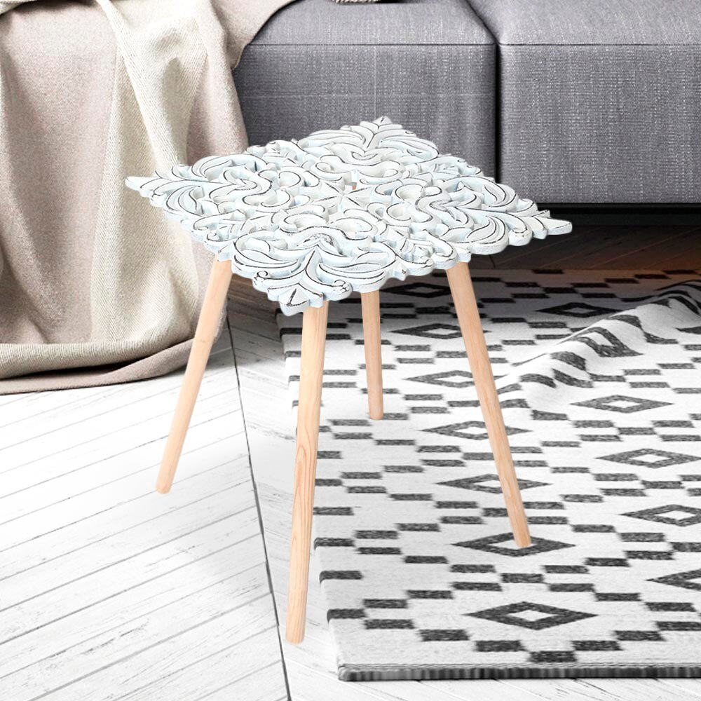 Mesa mandala, cuadrada, blanco, minimalista, y funcionalidad, toque moderno, salón, oficina, dormitorio, comedor