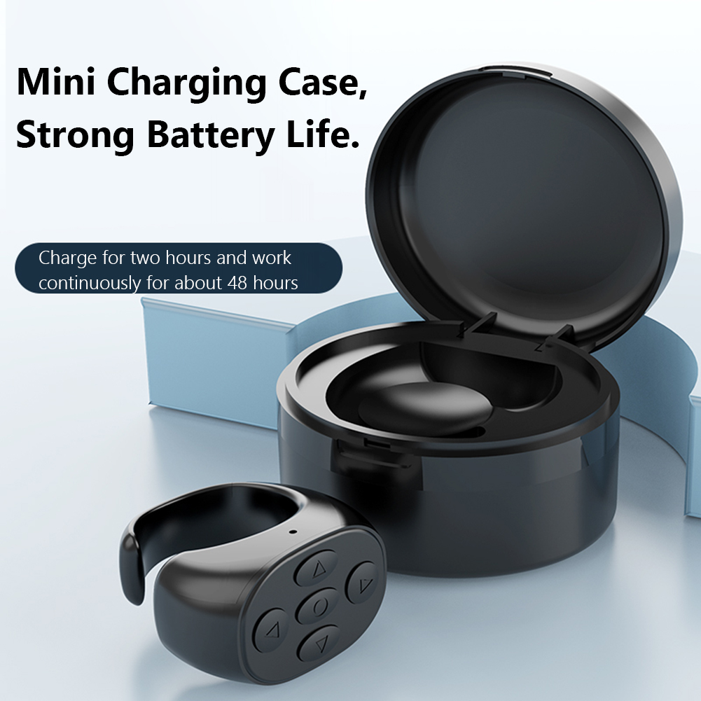 For TikTok Ring BT Remote Control with Charging Box Fingertip Selfie Video Controller Automatic Page Turner Browsing For Phone
