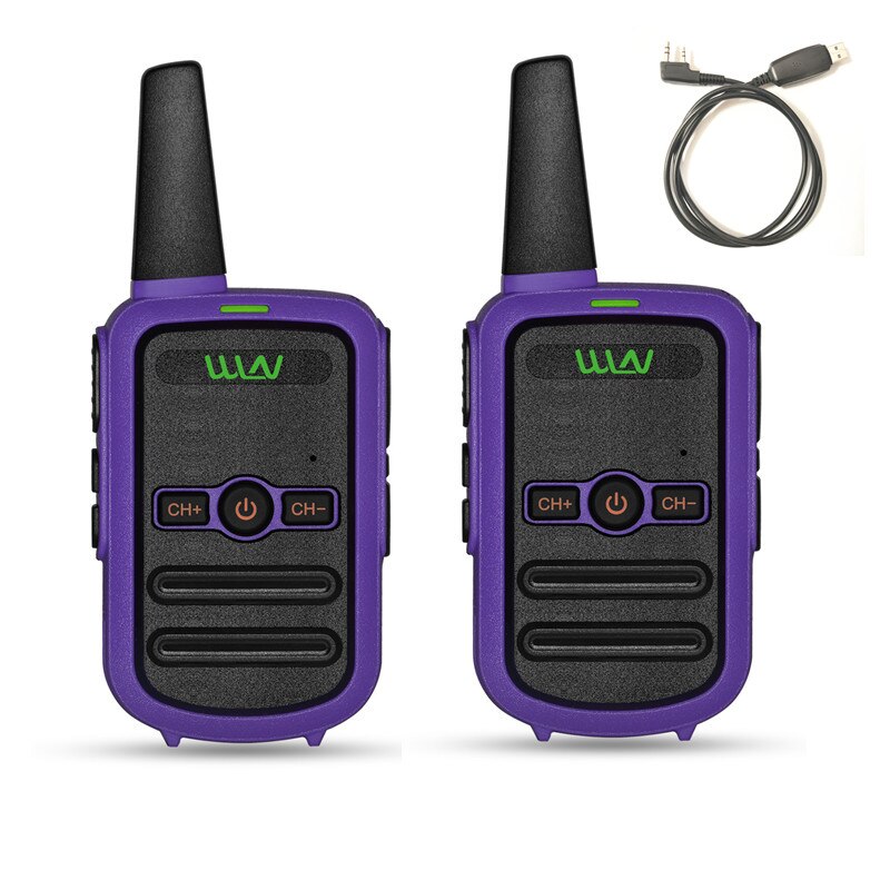 2 uds ganar KD-C52 MINI de mano transceptor de KD C52 Radio de dos vías estación de Radio-aficionado Walkie Talkie para de los niños: Purple Add Cable