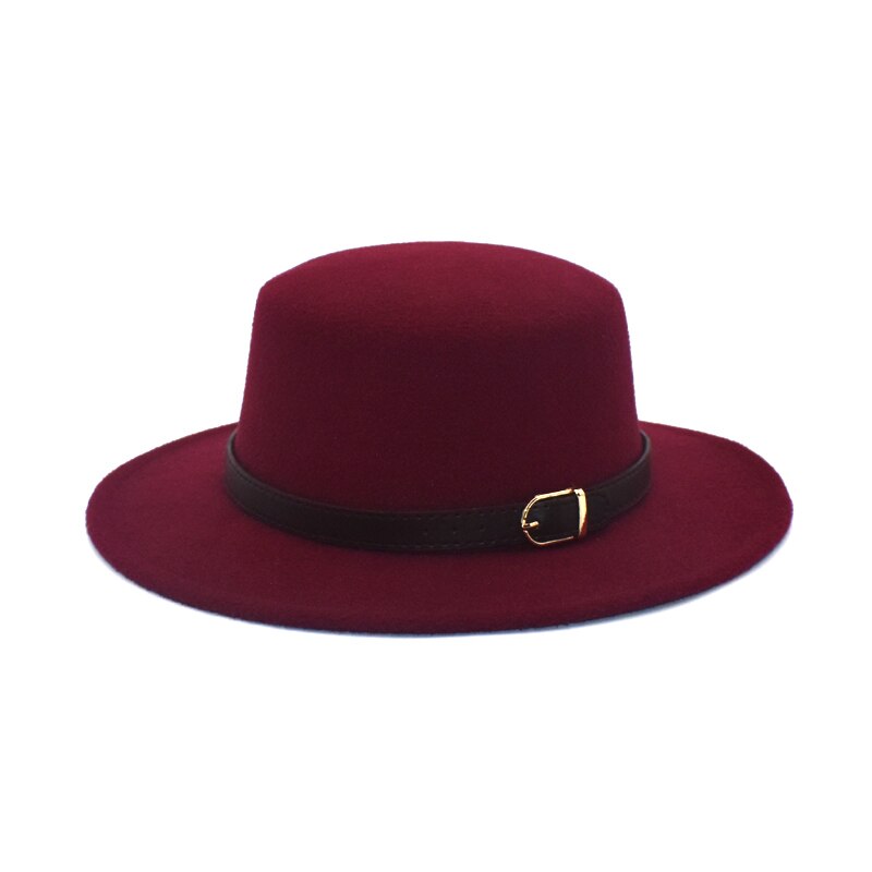 FUODRAO sombrero Fedora las mujeres Otoño Invierno ancho Vintage Ala sentía bombín de lana sombreros hombre Jazz sombrero negro sombrero rojo P25: Red wine