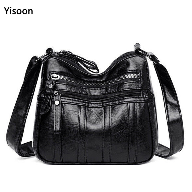 Vrouwen Tas Wilde Mode Multi-layer Casual Messenger Effen Tassen Dames Pu Lederen Schoudertas Crossbody Tas