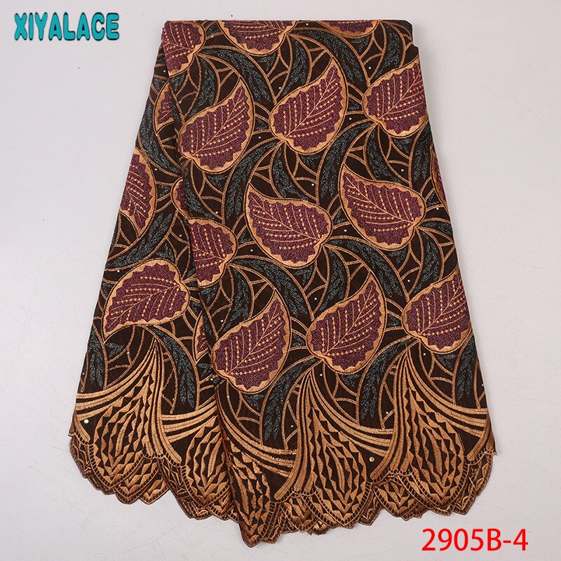 Afrikansk blonderstoff blondere siste tørre blondere brodert bomullsblonder med rhinestones til kvinner  ks2905b-1