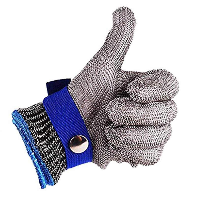 Gant de boucher en maille métallique en acier inoxydable, résistant aux coupures de sécurité bleues, haute Performance niveau 5 de Protection: Blue / L