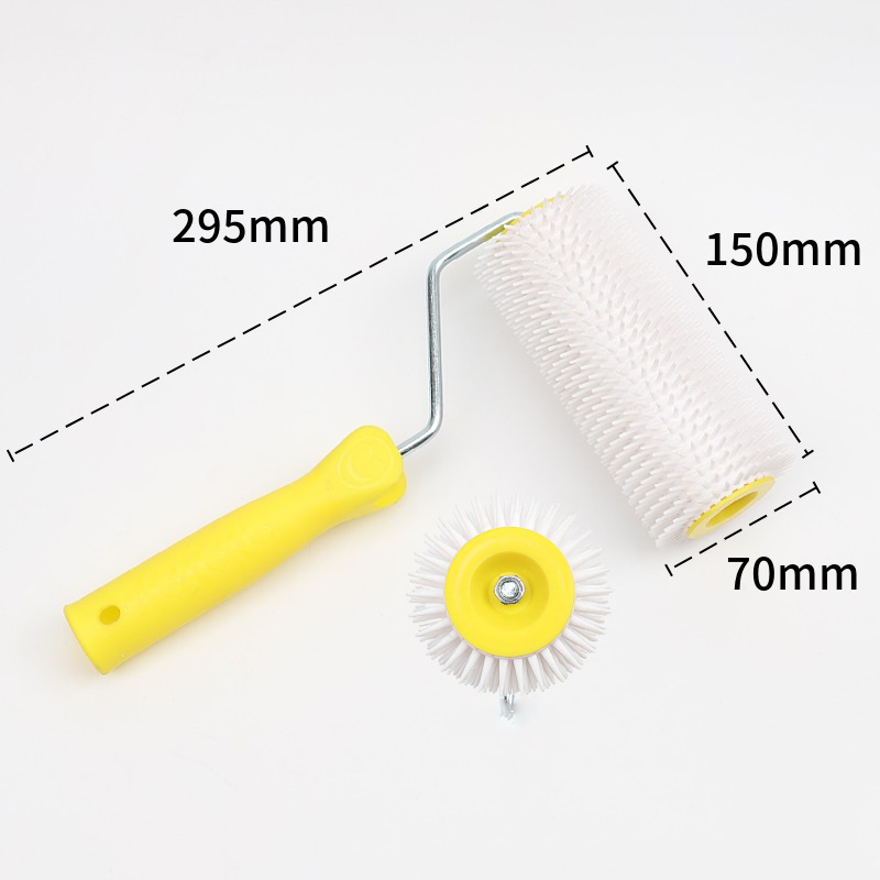 1PC 15/22CM Defoaming Drum Brush Spike Roller Latex Floor Self Compound Roller Leveling Screed Spiked Roller Paint Brush Roller: Light Khaki