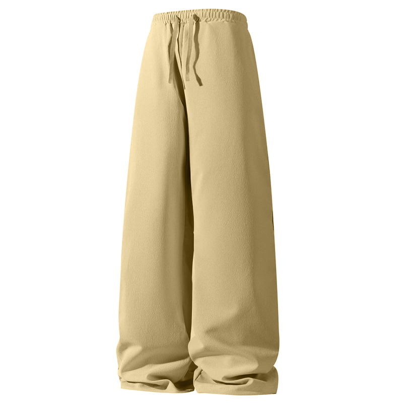 Nouveaux hommes pantalons de survêtement respirants couleur unie coton pantalons décontractés Joggers Streetwear ample léger mince pantalon hommes: S / Champagne