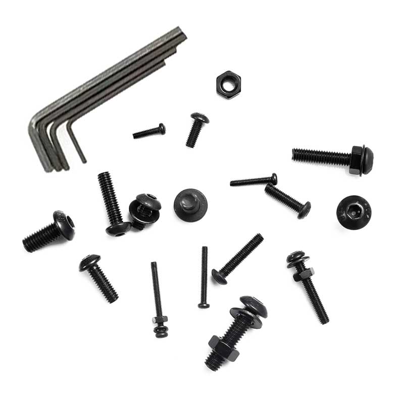 1060Pcs/set M2 M3 M4 M5 Black Carbon Steel Allen Hexagon Socket Pan Head Screw Bolt Nut Flat Washer Set Assortment Kit Free Keys