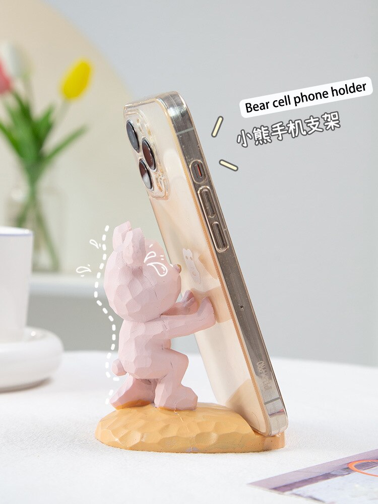Creatieve Mode Schattige Beer Mobiele Telefoon Houder Desktop Versieren Ornament Meisje Valentijnsdag Aanwezig Stevige Mobiele Telefoon Houder