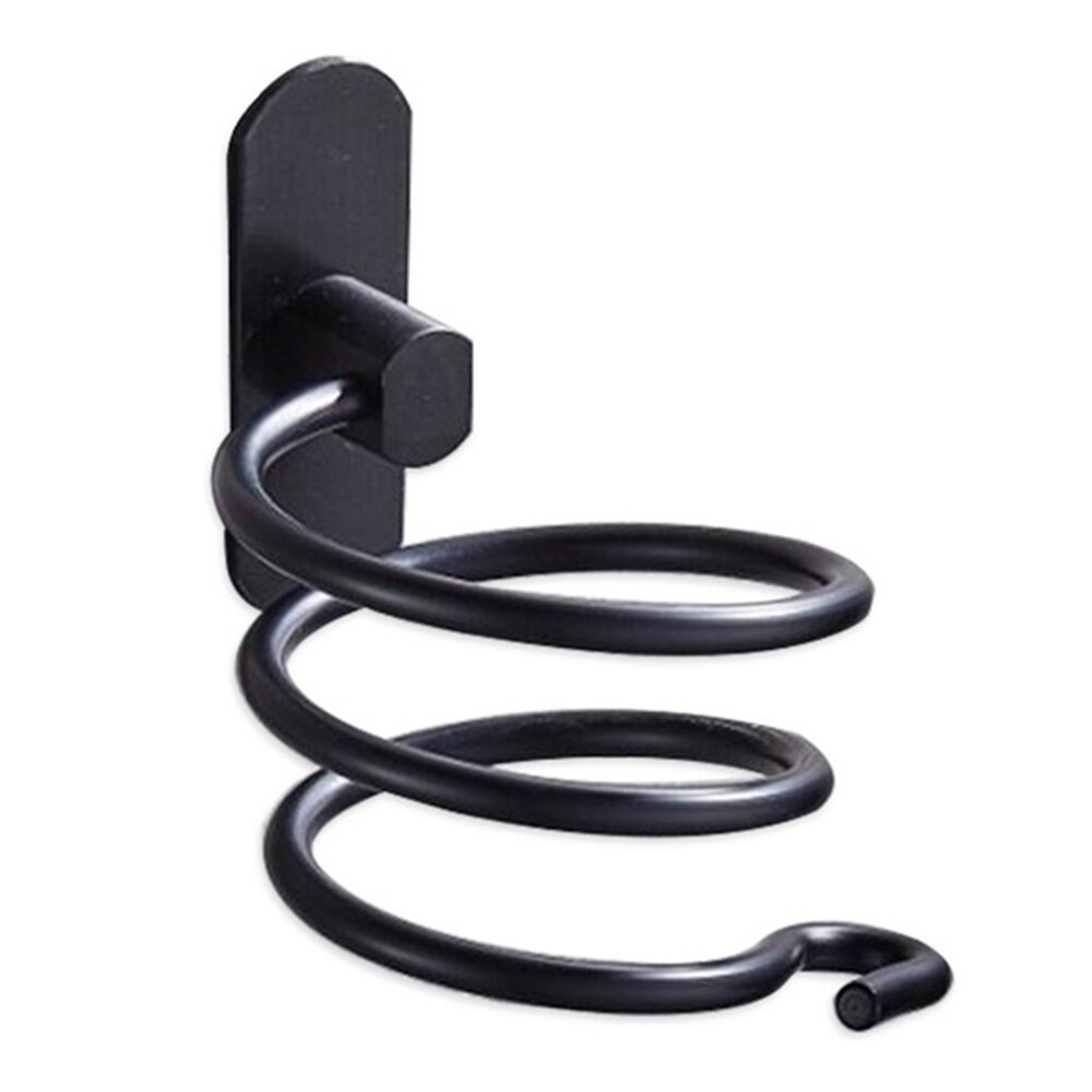 Föhn Houder Wandmontage Organisator Spiraal Standhouder Rack Aluminium Badkamer Plank Opslag Badkamer Accessoire Muur Plank: Black