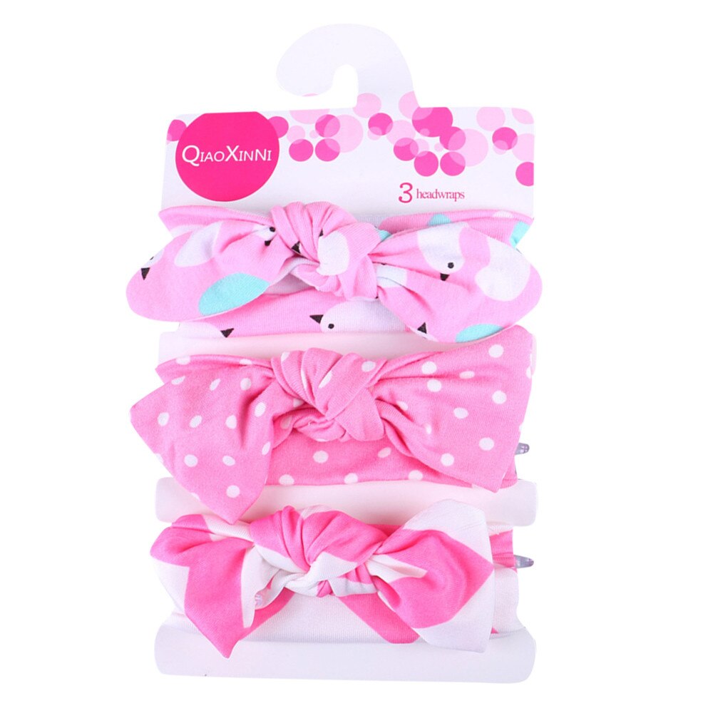 Baby pannband 3 st barn blommigt pannband flickor baby elastisk pilbåge tillbehör hårband set baby hår accessoarer: H