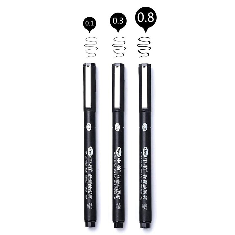 Fine Line Needle Pen for Cartoon Sketching, Comic, Manga, Artist Illustration, Technical Drawing, Figure: 010308