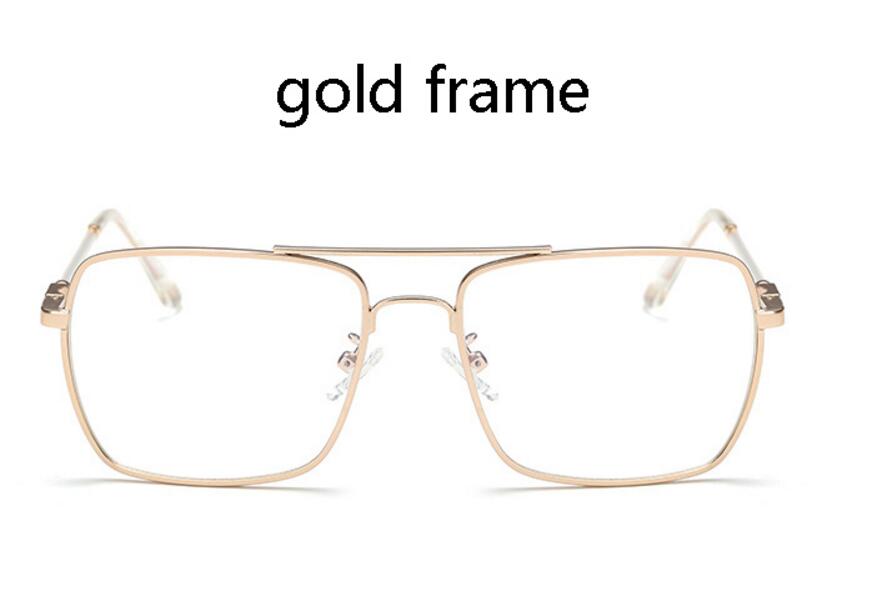 Luxe Vrouwen Vierkante Brillen Vintage Bril Optische Frame Goud Metalen Unisex Bril Clear Lens Bril Blauw Licht Bril: gold frame transpare