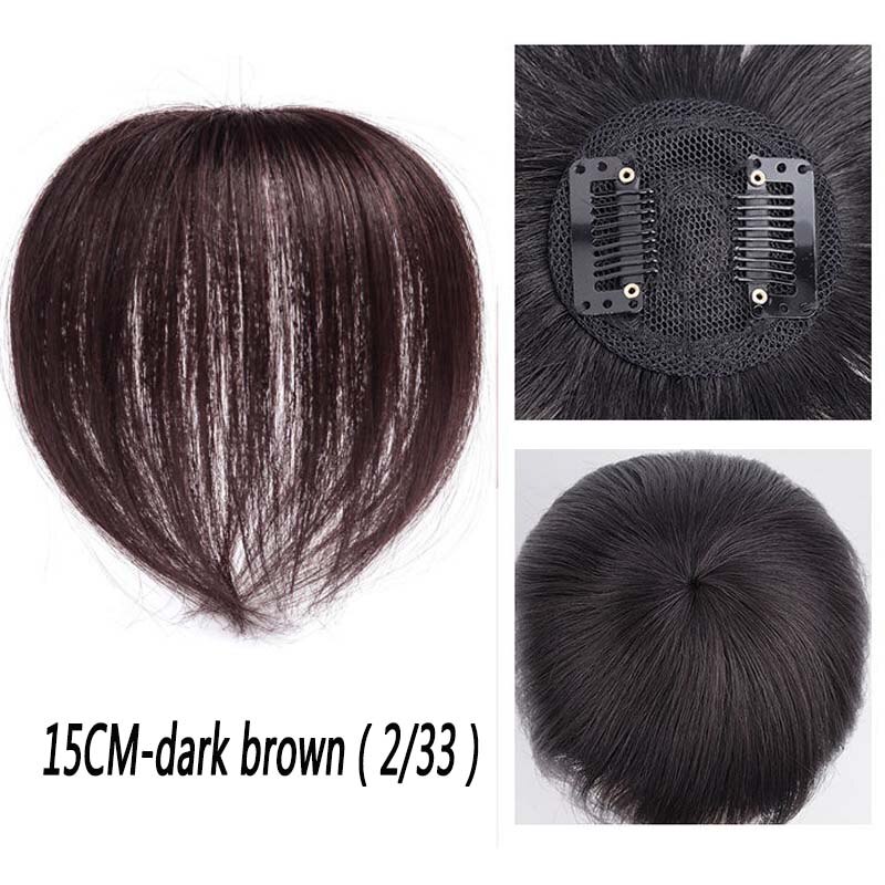 Extensión de cabello sintético para mujer, tupé de pelo corto con 2Clip en una pieza, con flequillo gratis, resistente al calor: 15cm-2-33