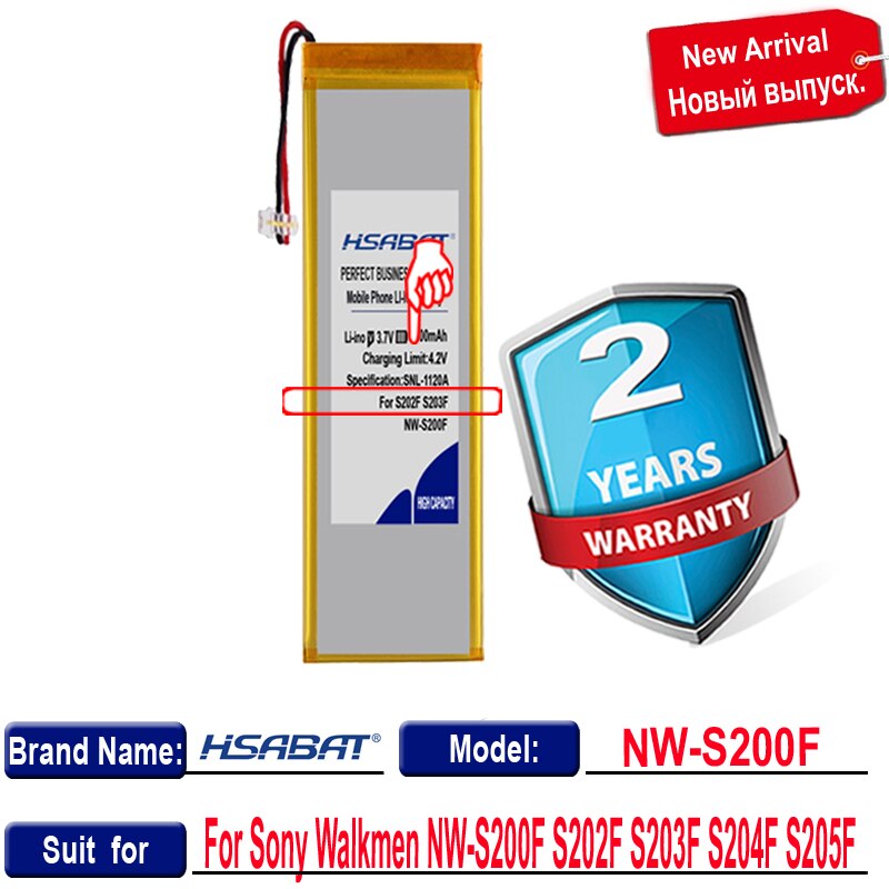 [ HSABAT ] 300mAh Replacement Battery for Sony Walkmen NW-S200F S202F S203F S204F S205F MP3