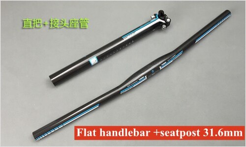 TOSEEK Kohlenstoff Faser Fahrrad Lenker setzt Flachen Anstieg Lenker + vorbau + sattelstütze Mtb Rennrad Bicicleta Fahrrad Teile schwarz blau: 09