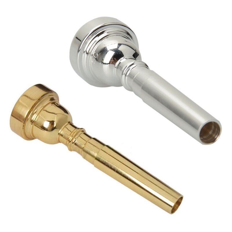 Boquilla de trompeta de 2 uds: 1 Uds para Bach 7C tamaño chapado en oro y 1 Uds Chapado en plata 5C 3,35 pulgadas