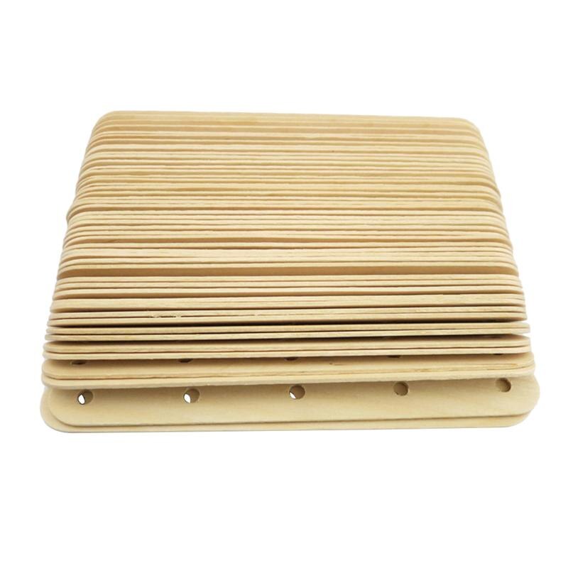 Palitos artesanales de madera Natural, palo de madera para paletas con agujeros para manualidades DIY, diseños creativos (Color Natural), 50 Uds.
