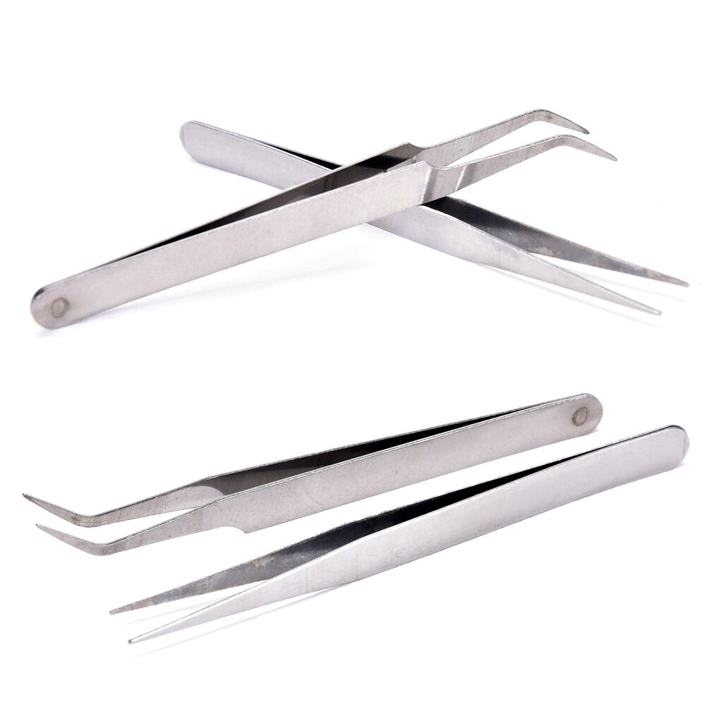 2pcs Repair Precision Assembly Set Tool Stainless Steel Electronic Tweezers