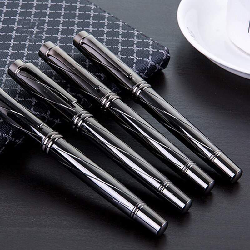 1 pièces haut de gamme exquis stylo plume métal mat noir 0.5mm plein métal luxe stylo plume bureau école papeterie stylo