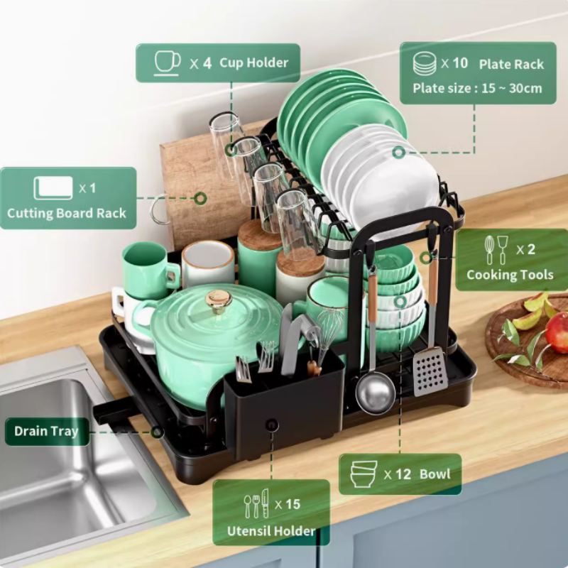 Dish storage rack drain bowl rack kitchen bowl rack storage rack double-layer drain bowl rack chopstick knife fork storage rack