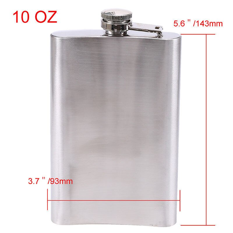 Stainless Steel Hip Flask Liquor Whiskey Alcohol Pocket Wine Bottle 7 8 10 oz: 10OZ